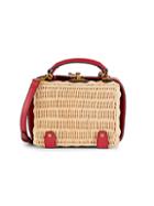 Etienne Aigner Small Charlotte Leather-trimmed Wicker Crossbody Box Bag