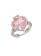Judith Ripka Sterling Silver & Crystal Stone Heart Solitaire Ring