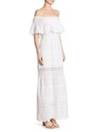 Alice + Olivia Pansy Embroidered Off-the-shoulder Maxi Dress