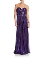La Femme Strapless Sequined Gown