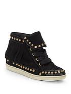 Ash Zapping Suede Fringe Sneakers/black