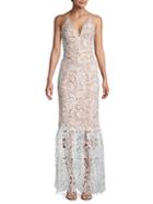 Dress The Population Sophia Plunging Lace Trumpet Gown