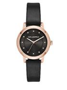 Karl Lagerfeld Vanessa Stainless Steel Three-hand Leather-strap Watch