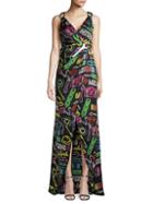 Moschino Mixed-print Silk High-low Maxi Dress