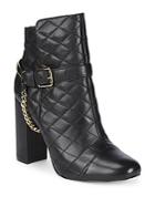 Karl Lagerfeld Paris Chain Quilted Leather Booties