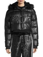 The Kooples Faux Fur-trimmed Cropped Puffer Coat