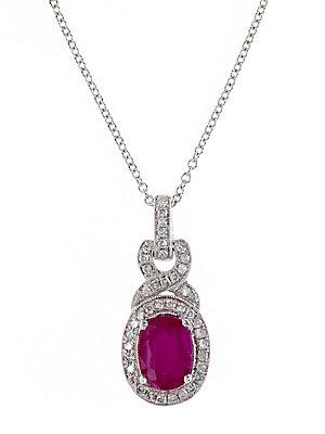 Effy Diamond And Ruby 14k White Gold Pendant Necklace
