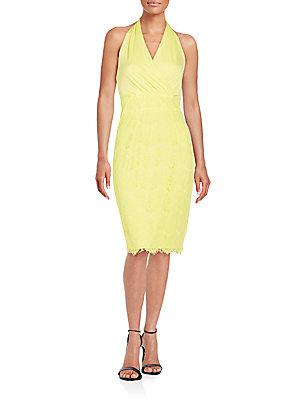 Alexia Admor Scalloped Lace & Knit Halter Dress