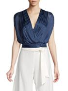 Alice + Olivia By Stacey Bendet Briella Striped Wrap Blouson Top