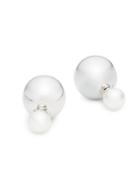 Majorica Silvertone & Organic Man-made Pearl Ball Stud Earrings