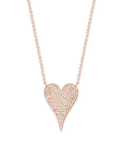 Diana M Jewels 14k Yellow Gold & Diamond Heart Pendant Necklace