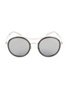 Gucci 53mm Browline Round Sunglasses