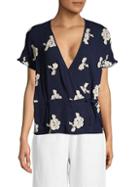 Saks Fifth Avenue Embroidered Wrap Top