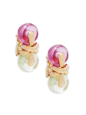 Estate Fine Jewelry Oakgem Crystal Drop Clip-on Earrings