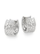 Saks Fifth Avenue Sterling Silver Basket Weave Huggie Earrings