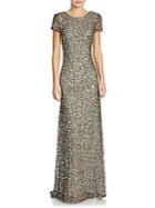 Adrianna Papell Sequined Scoop-back Gown