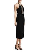 Yigal Azrou L Embroidered Halter Dress