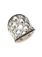 Charles Krypell Sterling Silver & Black Sapphire Tufted Ring