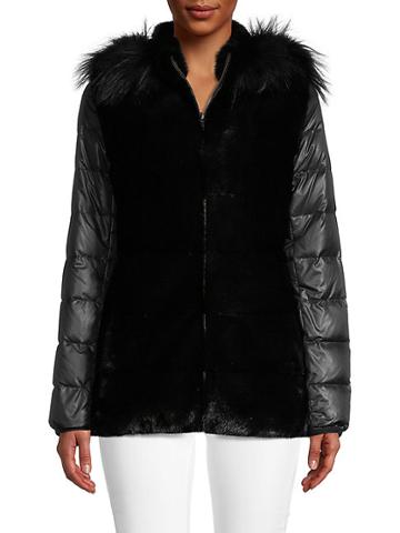 Glamourpuss Fox Fur-trim Hooded Jacket