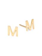 Saks Fifth Avenue Made In Italy 14k Yellow Gold 'm' Initial Earrings