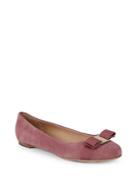 Salvatore Ferragamo Varina Suede Bow Ballerina Flats