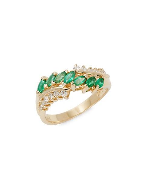 Effy Diamond Emerald 14k Yellow Gold Ring