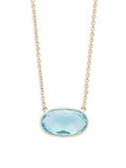 Saks Fifth Avenue Oval Sky Blue Topaz And 14k Yellow Gold Pendant Necklace