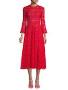Valentino Lace Bell-sleeve Cotton Blend Midi Dress