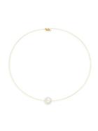 Belpearl 18k Yellow Gold & 12.5mm White Semi-round Pearl Necklace