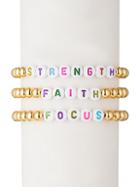 Eye Candy La Strength Faith Focus 18k Goldplated & Alphabet Bead Bracelet