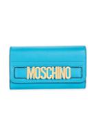 Moschino Logo Pebbled Leather Long Wallet