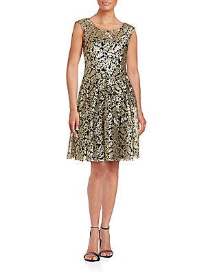 Vera Wang Two-toned Embroidered Dress