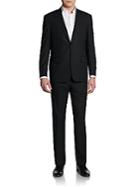 Saks Fifth Avenue Black Classic-fit Wool Two-button Suit