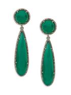Adornia Fine Jewelry Diamond & Green Onyx Pear Drop Earrings