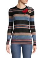 Valentino Striped Long-sleeve Top