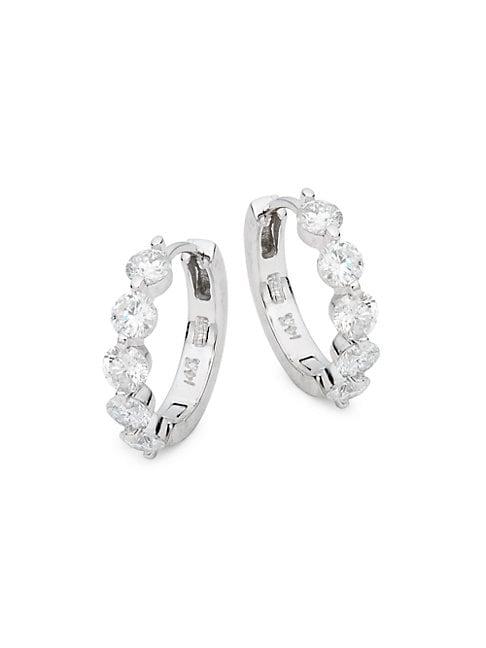 Effy 14k White Gold & White Diamond Huggie Earrings