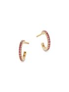 Lana Jewelry 14k Yellow Gold & Pink Sapphire Huggie Earrings