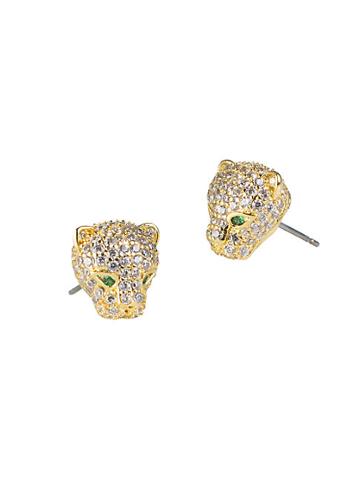Cz By Kenneth Jay Lane Look Of Real Goldplated & Cubic Zirconia Lioness Stud Earrings