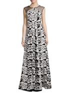 Theia Floral Floor-length Gown