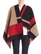 Burberry Prorsum Colorblock Mega Check Wool & Cashmere Blanket Cape