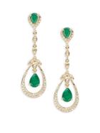 Effy 14k Yellow Gold Diamond & Emerald Drop Earrings