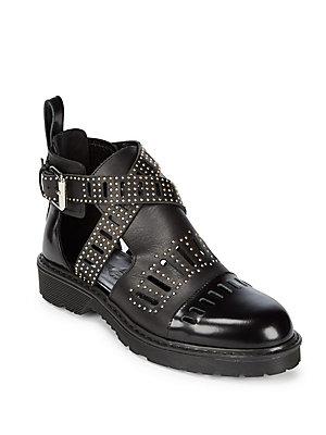 Alexander Mcqueen Block Heel Leather Ankle Boots