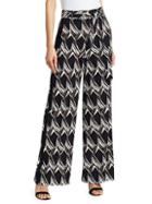 St. John Abstract Floral Tile Stretch Silk Trousers