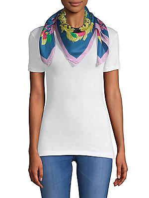 Versace Collection Floral Silk Square Scarf