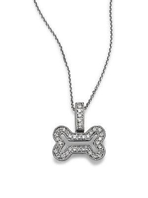 Kc Designs Diamond & 14k White Gold Bone-shaped Pendant Necklace- 16in