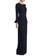 Theia Front Slit Floor-length Gown