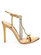 Gianvito Rossi Crystal-embellished Metallic Leather Sandals