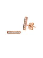 Nephora Diamond & Rose Gold Bar Stud Earrings
