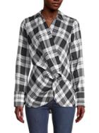 Laundry By Shelli Segal Plaid Twist-front Top