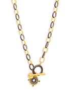 Freida Rothman Crystal And Sterling Silver Nautical Link Necklace